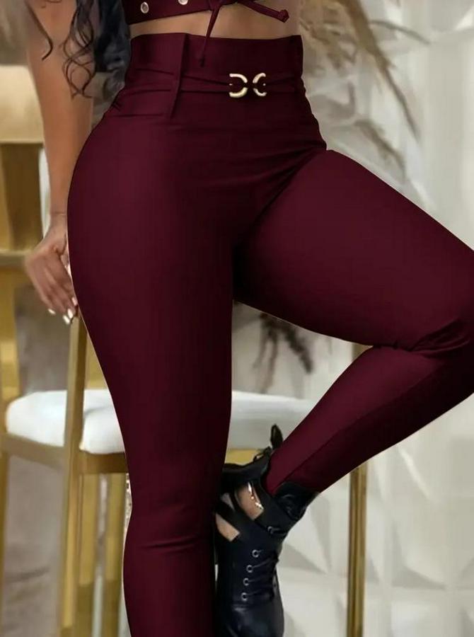 Yüksek Bel Belden Toka Detaylı Dalgıç Tayt