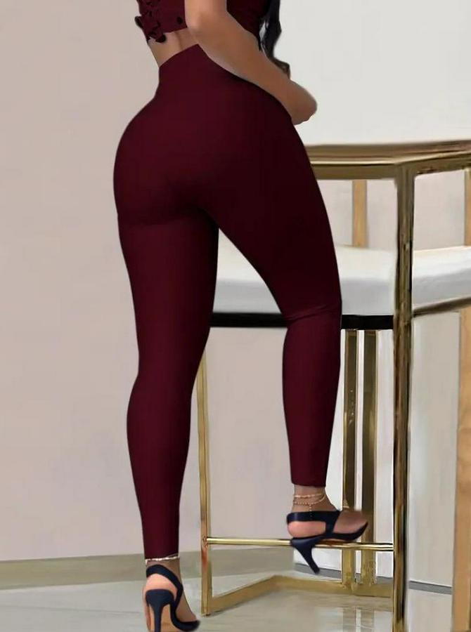 Yüksek Bel Belden Toka Detaylı Dalgıç Tayt