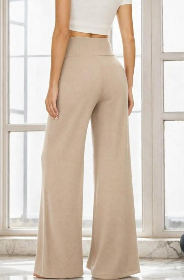 Yüksek Bel Beli Geniş Paçalı Uzun Janjan Krep Pantolon
