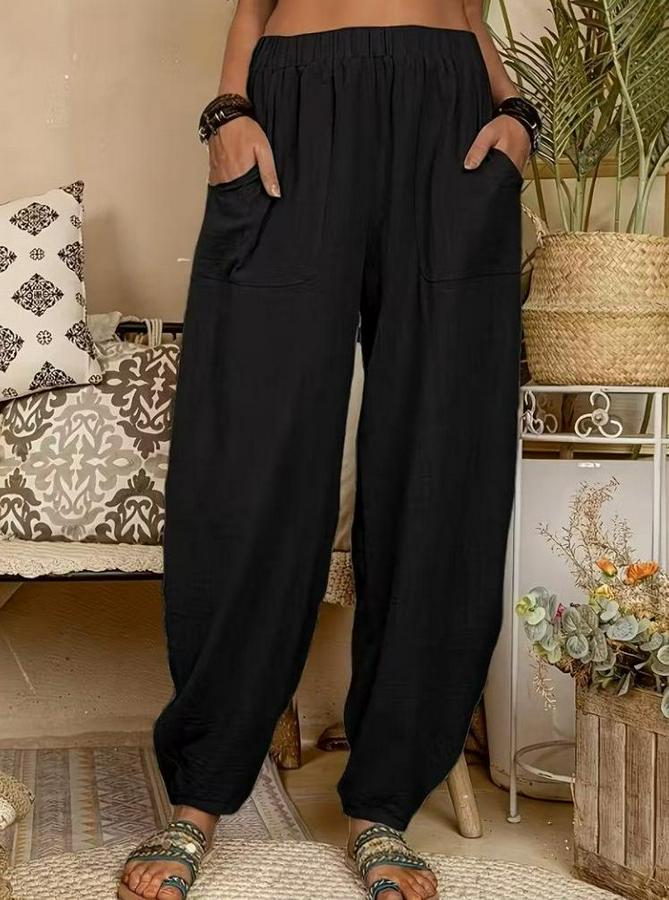 Yüksek Bel Cep Detaylı Pantolon