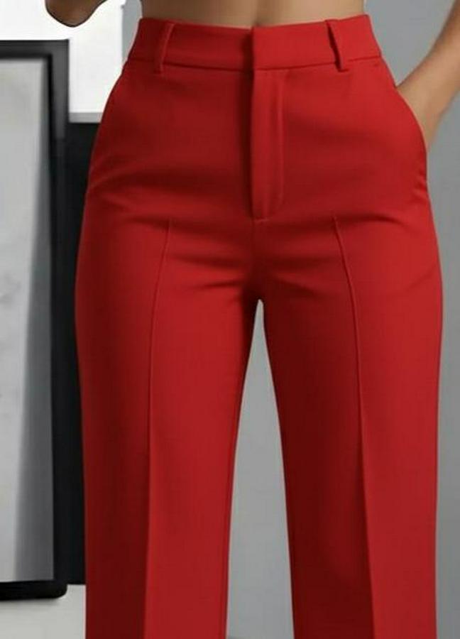 Yüksek Bel Cepli Ithal Krep Pantolon