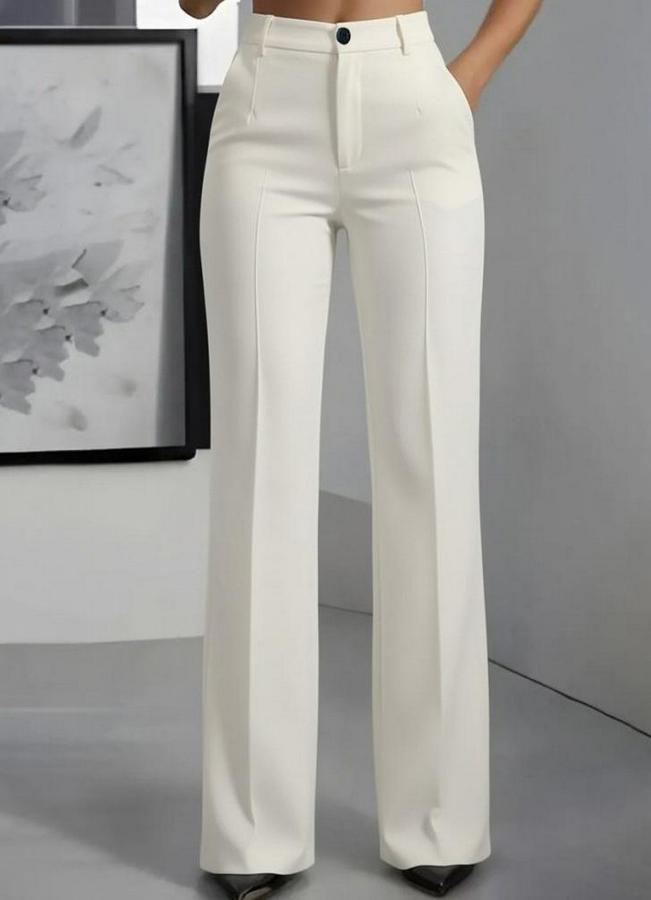 Yüksek Bel Cepli Ithal Krep Pantolon