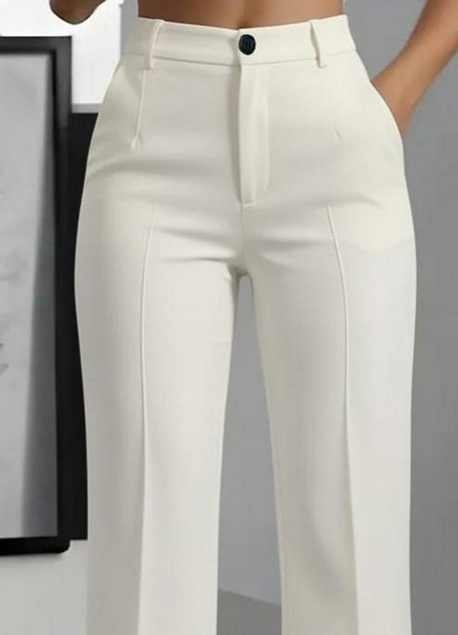 Yüksek Bel Cepli Ithal Krep Pantolon