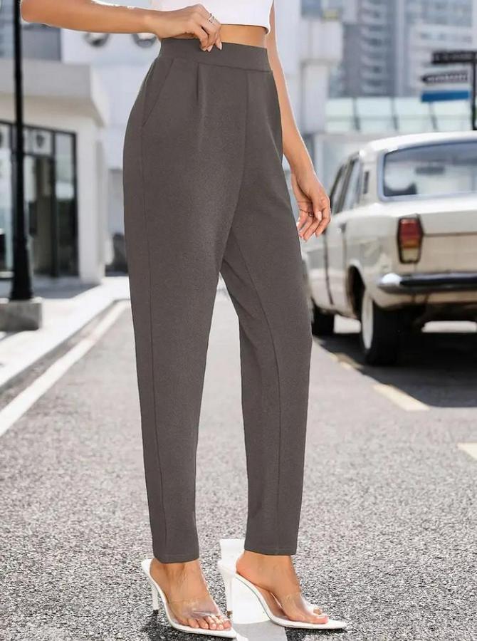Yüksek Bel Cepli Rahat Kesim Ithal Krep Pantolon