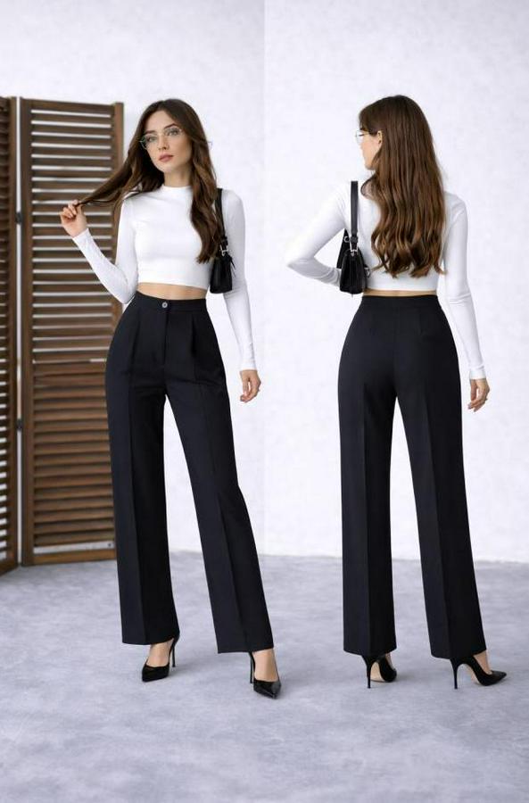 Yüksek Bel Double Kumaş Palazzo Pantolon