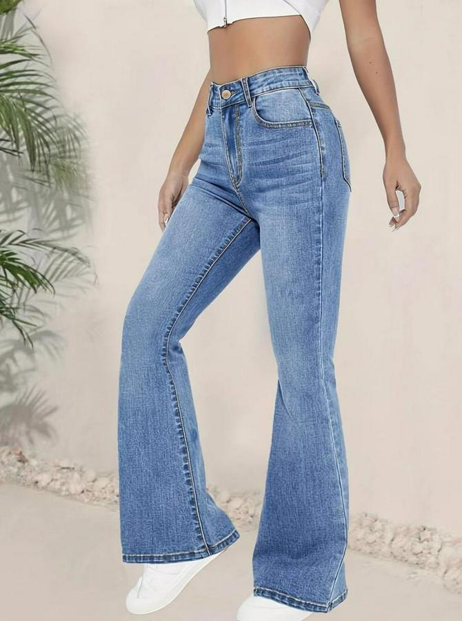 Yüksek Bel Ispanyol Paça Kot Pantolon