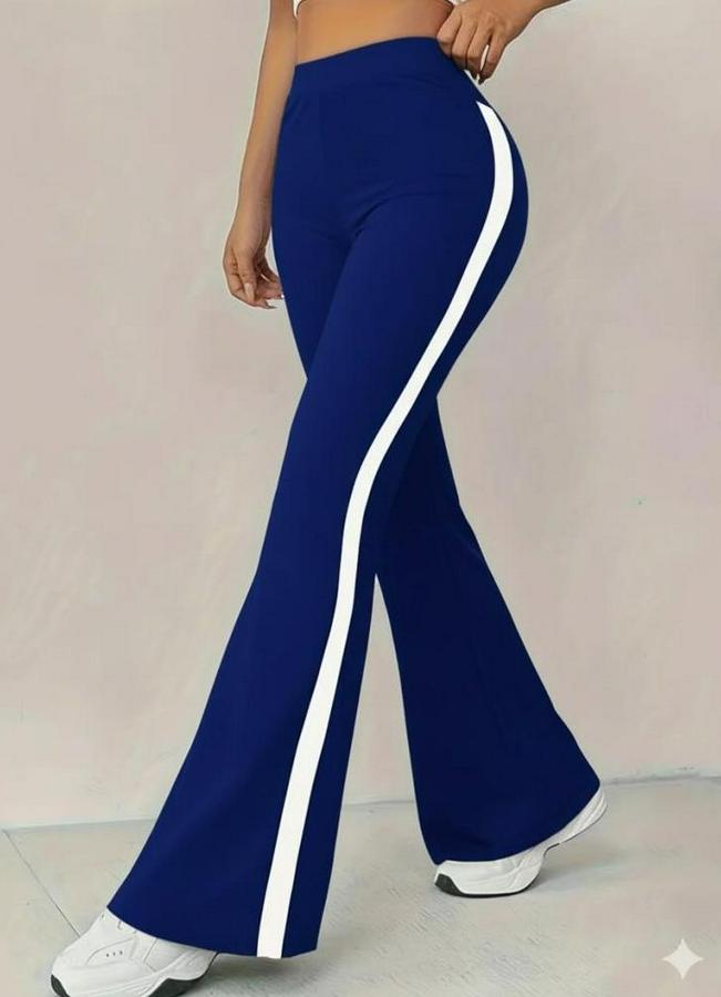 Yüksek Bel Ispanyol Paçalı Yanlardan Şerit Detaylı Dalgıç Tayt Pantolon