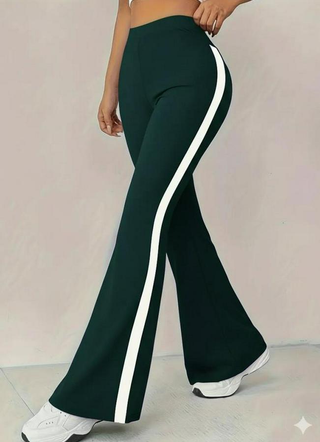 Yüksek Bel Ispanyol Paçalı Yanlardan Şerit Detaylı Dalgıç Tayt Pantolon