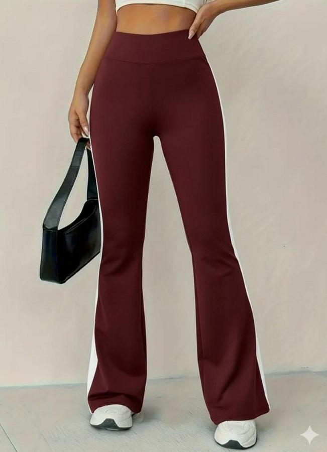 Yüksek Bel Ispanyol Paçalı Yanlardan Şerit Detaylı Dalgıç Tayt Pantolon