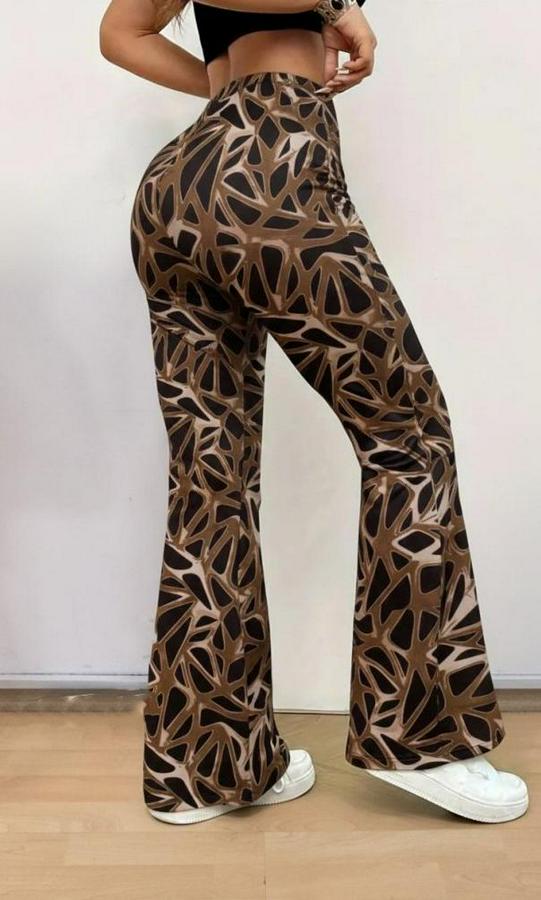 Yüksek Bel Kamuflaj Desenli Dalgıç Tayt