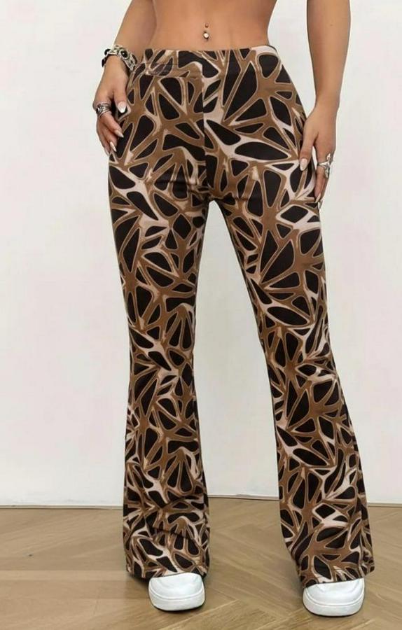 Yüksek Bel Kamuflaj Desenli Dalgıç Tayt