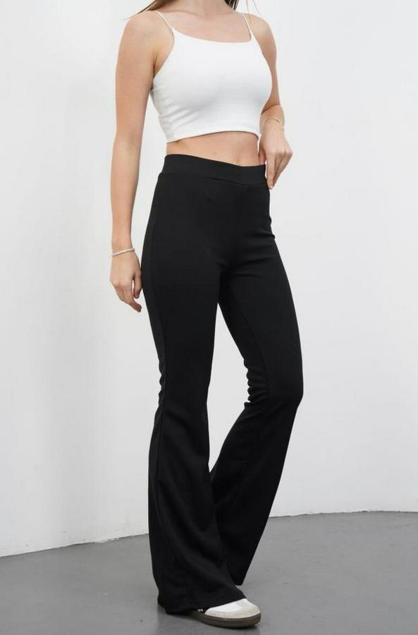 Yüksek Bel Krep Kumaş Bol Paça Pantolon