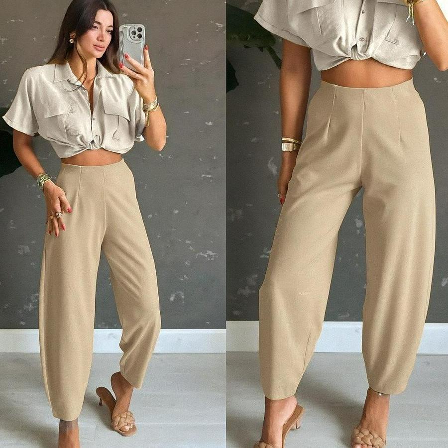 Yüksek Bel Krep Pantolon