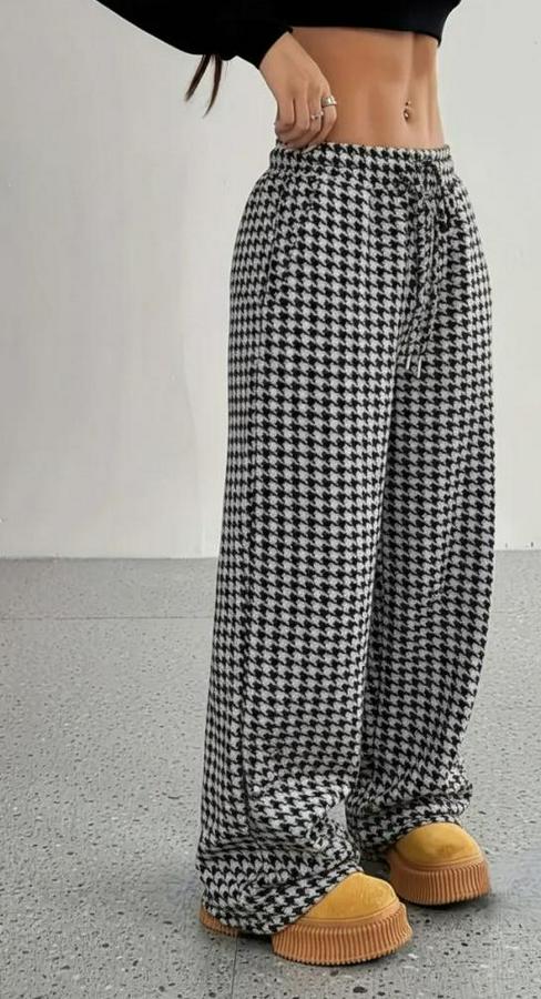 Yüksek Bel Lastikli Bağcıklı Geniş Kesim Kazayağı Dalgıç Pantolon