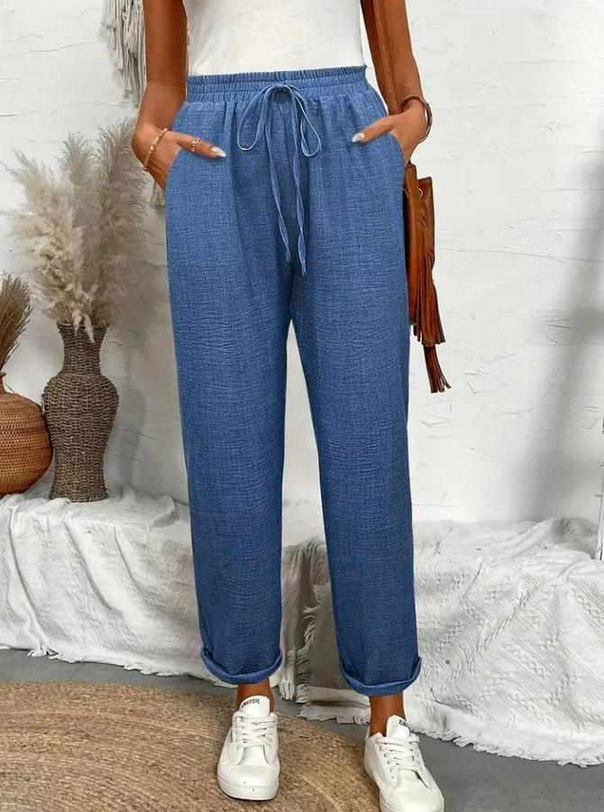 Yüksek Bel Lastikli Belde Bağcık Detaylı Aerobin Pantolon