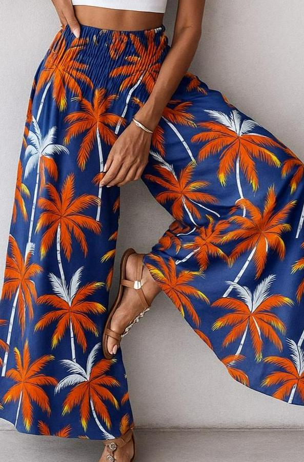 Yüksek Bel Lastikli Desenli Süprem Pantolon