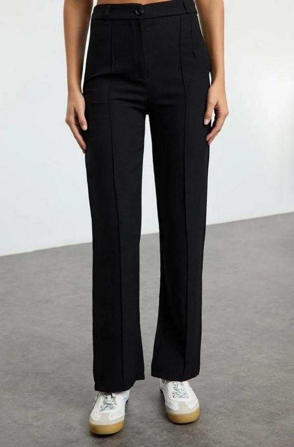 Yüksek Bel Nervurlu Ithal Krep Pantolon