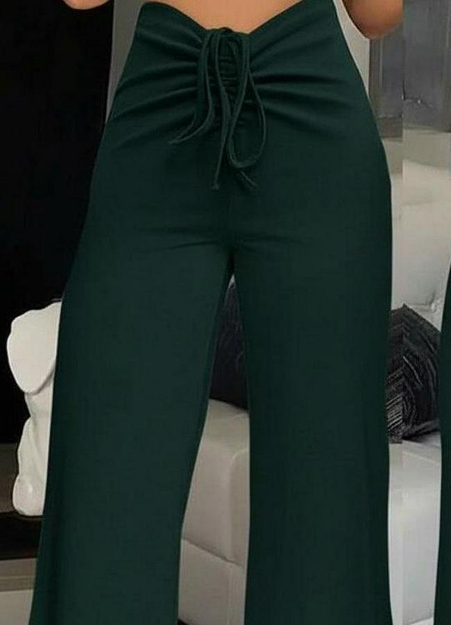 Yüksek Bel Önden Büzgülü Ispanyol Ithal Krep Pantolon