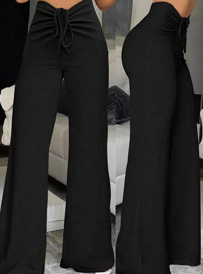 Yüksek Bel Önden Büzgülü Ispanyol Ithal Krep Pantolon