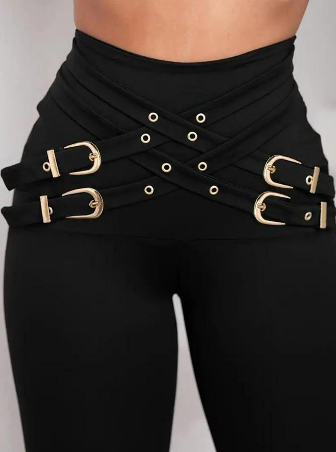 Yüksek Bel Önden Çapraz Kuş Göz Detaylı Dalgıç Tayt