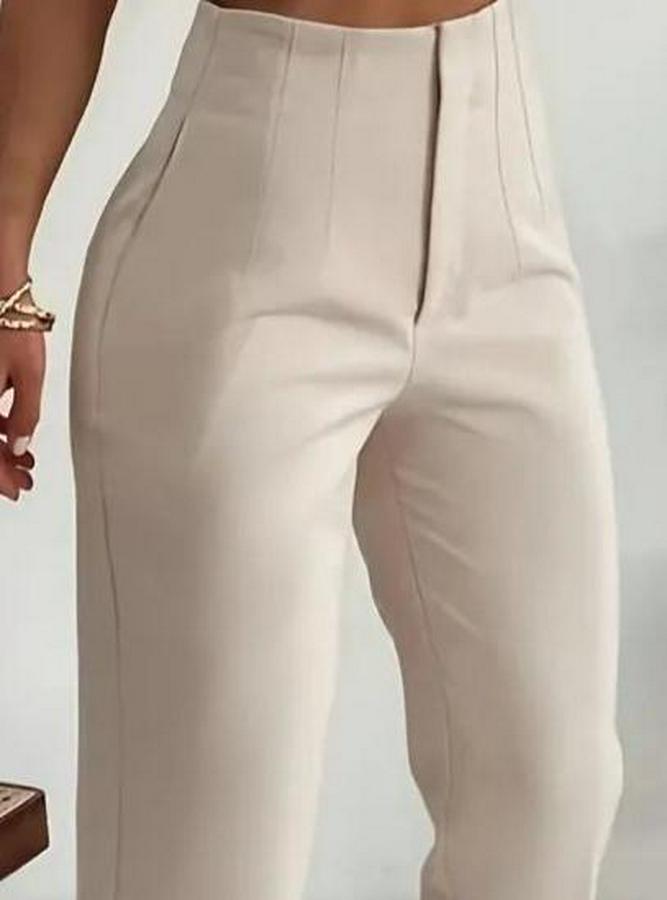 Yüksek Bel Önden Fermuarlı Ithal Krep Pantolon