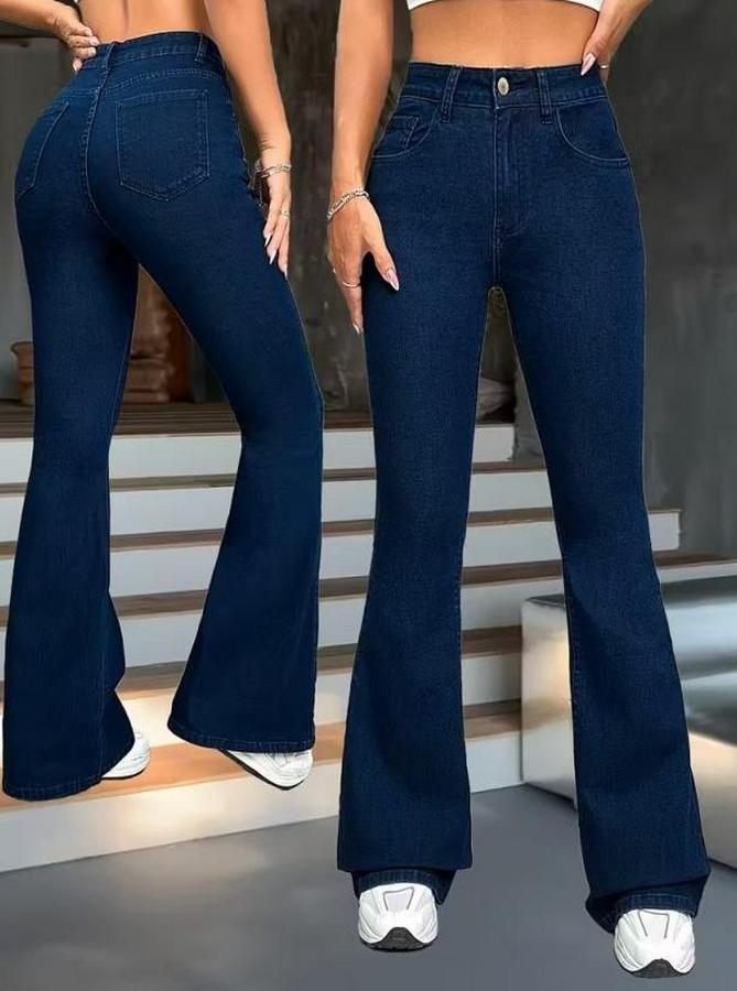 Yüksek Bel Paçaya Doğru Geniş Kot Pantolon