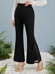 Yüksek Bel Yanları Tül Detaylı Dalgıç Tayt Pantolon