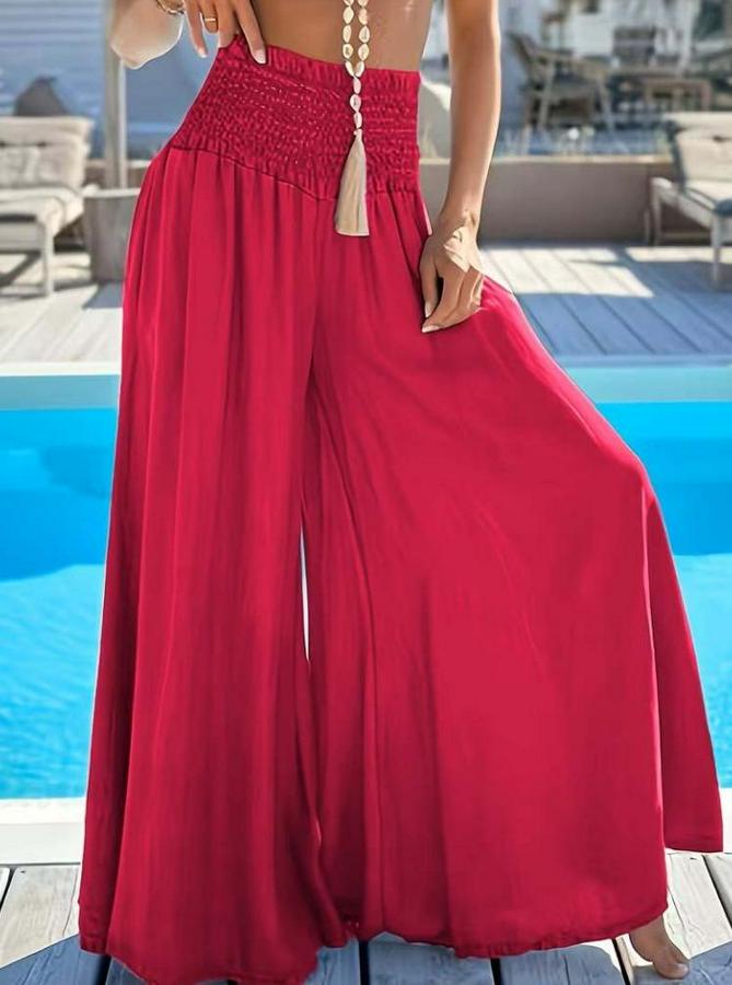 Yüksek Belli Lastikli Geniş Parçalı Pantolon