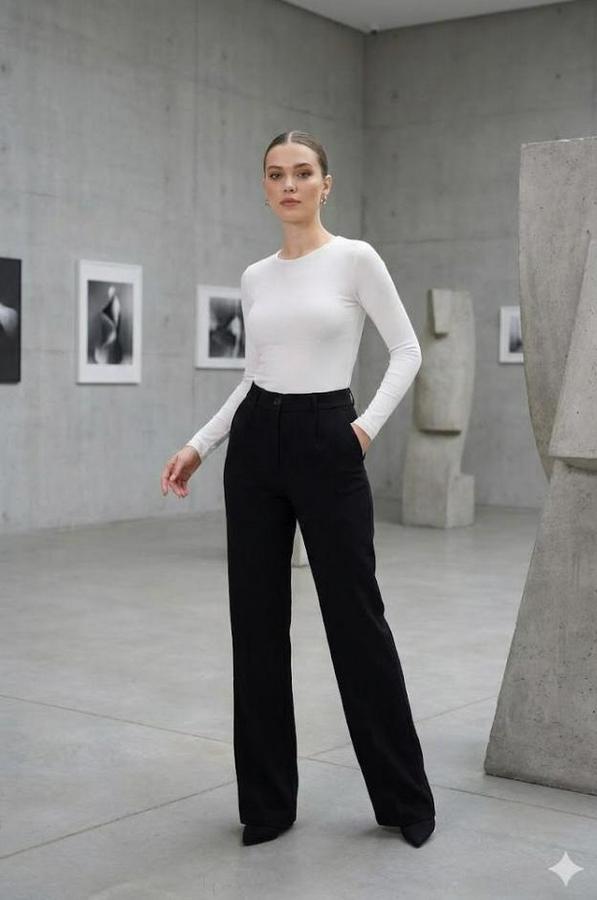 Yüksel Bel Full Likralı Palazzo Pantolon