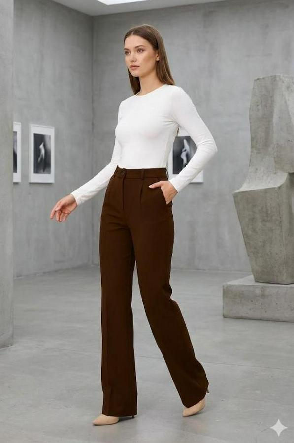 Yüksel Bel Full Likralı Palazzo Pantolon