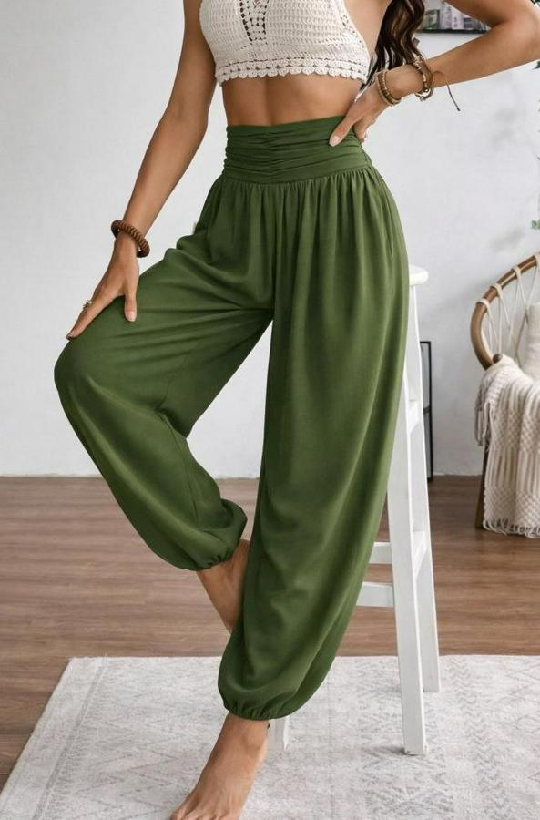 Yüksel Bel Yoğun Büzgü Detaylı Aerobin Pantolon