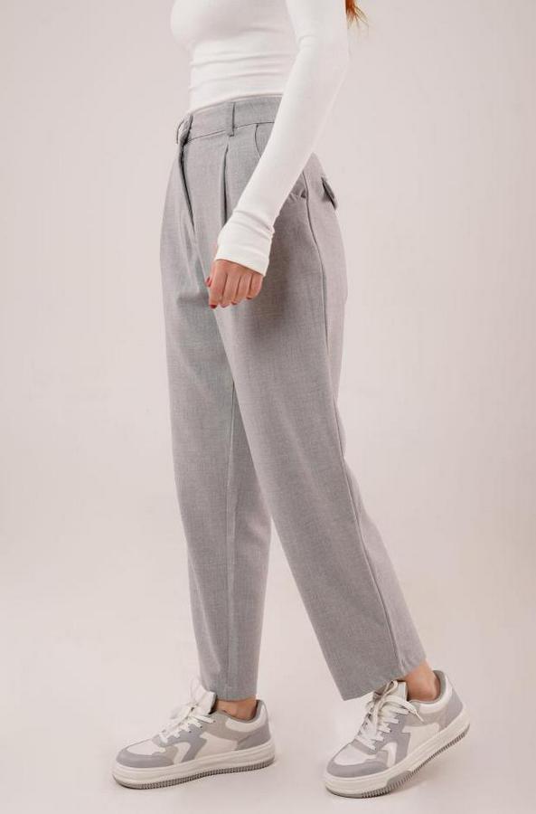 Kapama Cep Detaylı Gri Pantolon