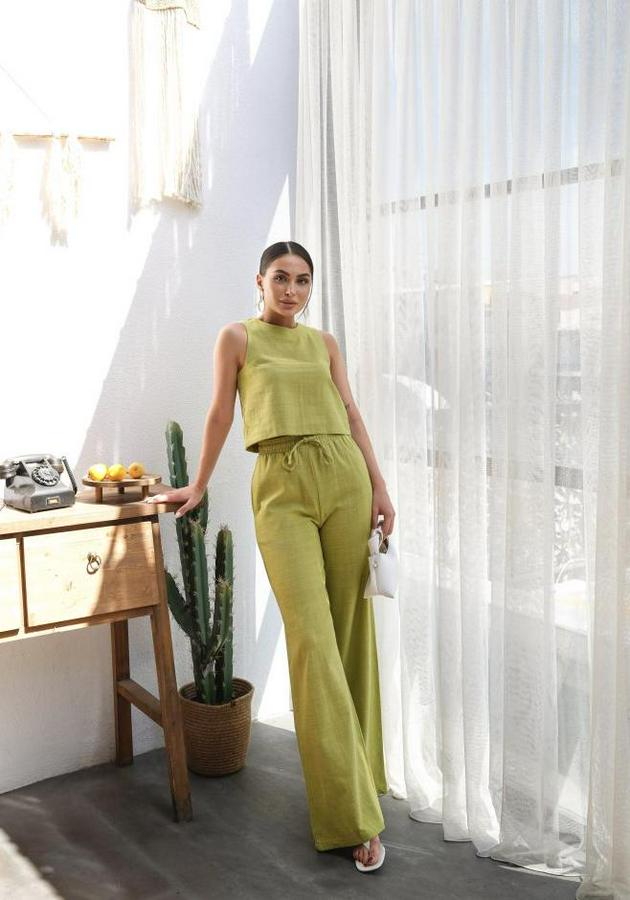 Keten Bluz Ve Pantolon İki̇li̇ Takim