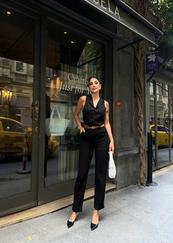 Keten Duble Paça Deri Taba Kemerli Pantolon