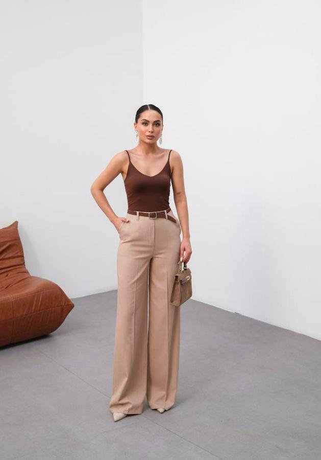 Keten Kemerli̇ Ve Dökümlü Palazzo Pantolon (Kemer Dahi̇l)
