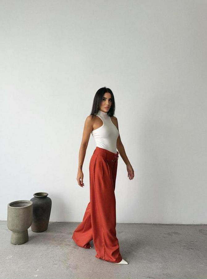 Palazzo Pantolon Kumaş Kemer Detayli