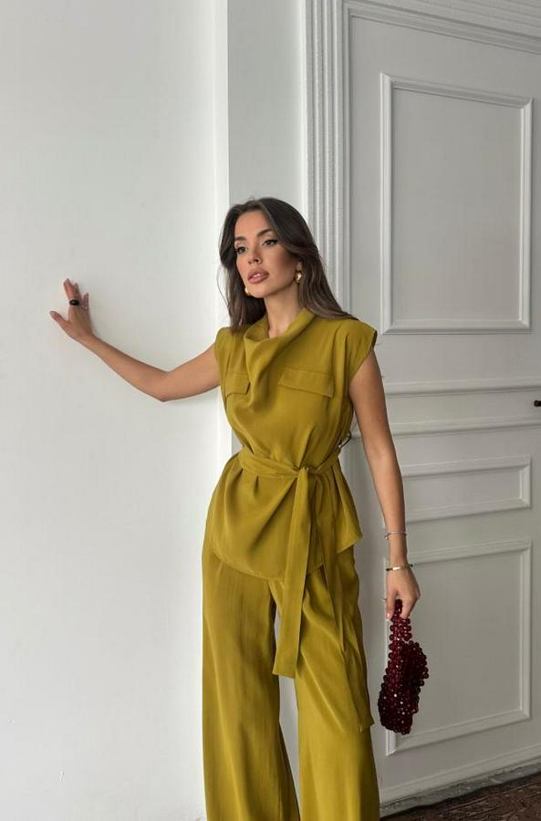 Tencel Modal Kolsuz Bluz Kapali Cep Detayli Dökümlü