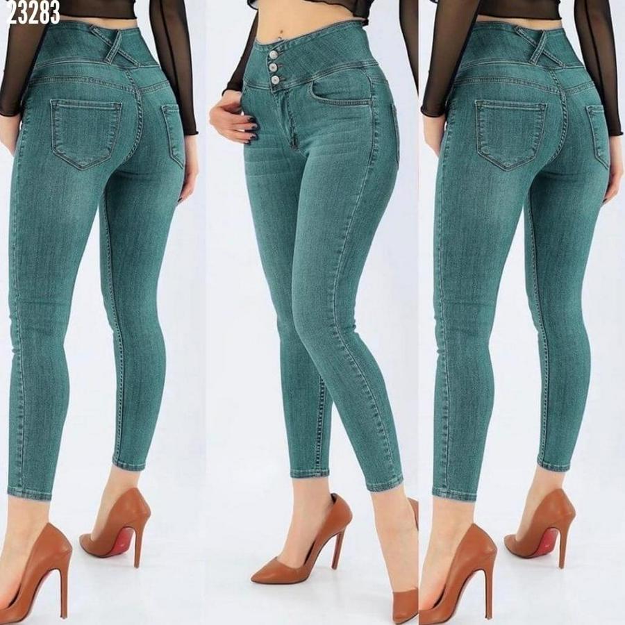 Yüksek Bel Likralı Jean Pantolon 90 Cm