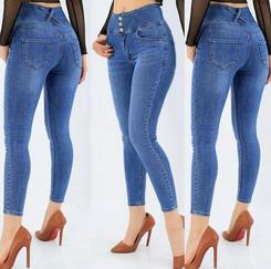 Yüksek Bel Likralı Jean Pantolon 90 Cm