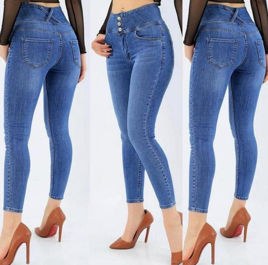 Yüksek Bel Likralı Jean Pantolon 90 Cm