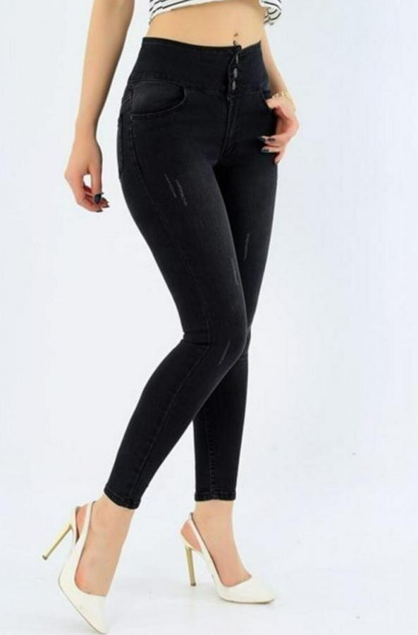 Yüksek Bel Likralı Jean Pantolon 90 Cm