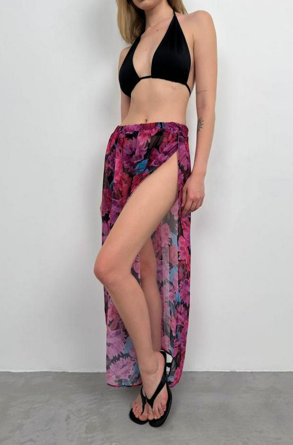 Çift Yırtmaçlı Desenli Pareo