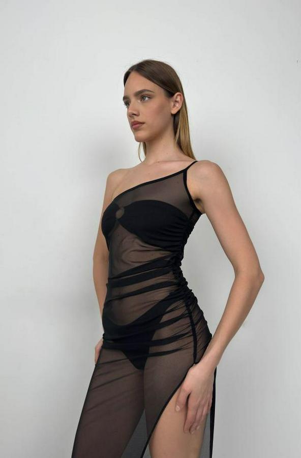 Tek Omuz Yırtmaç Detay Pareo