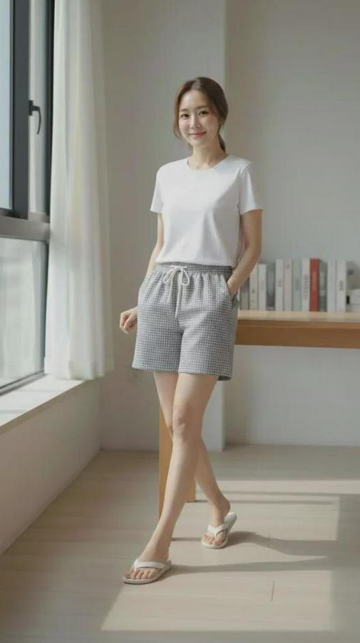 Pötikareli Şort – Beli Lastikli Bağcıklı, Cepli, Rahat Kesim Günlük Yazlık Şort