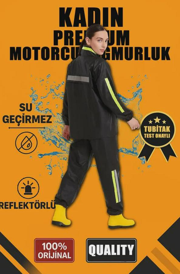 Premium Motorcu Kurye Yağmurluk Takım Su Geçirmez Pvc Kumaş Reflektörlü Tübitak Onaylı