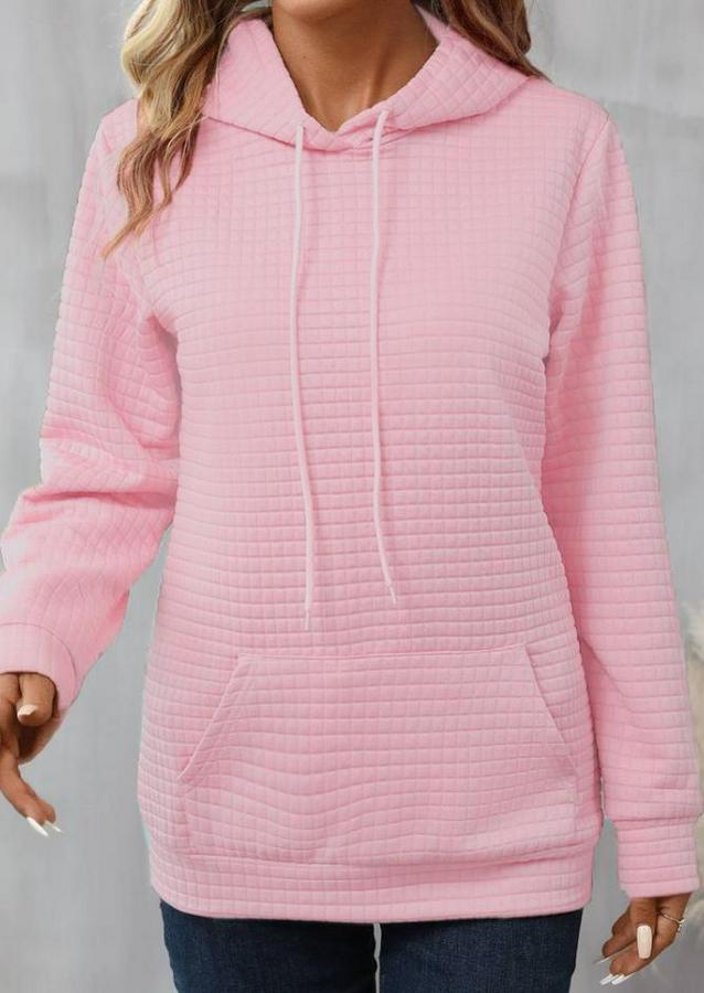Uzun Kollu Kapşonlu Bağcıklı Cepli Capitone Sweatshirt