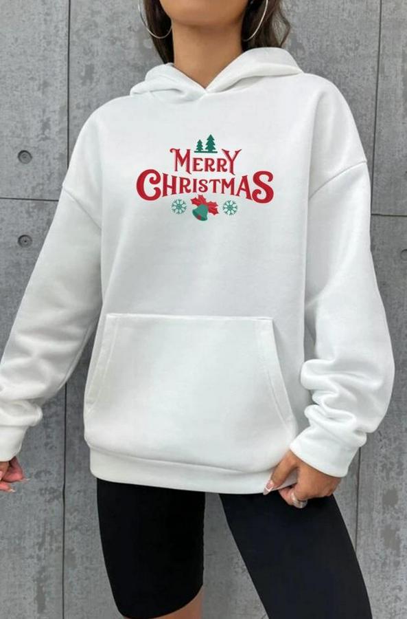 Merry Chrıstmas Sweatshirt & Hodie - Beyaz