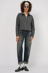 Fermuarlı Yaka Örme Sweatshirt