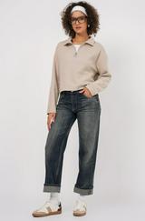 Fermuarlı Yaka Örme Sweatshirt