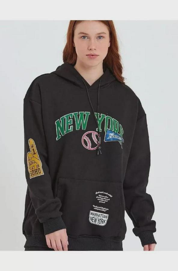Baskılı Kapüşonlu Sweatshirt